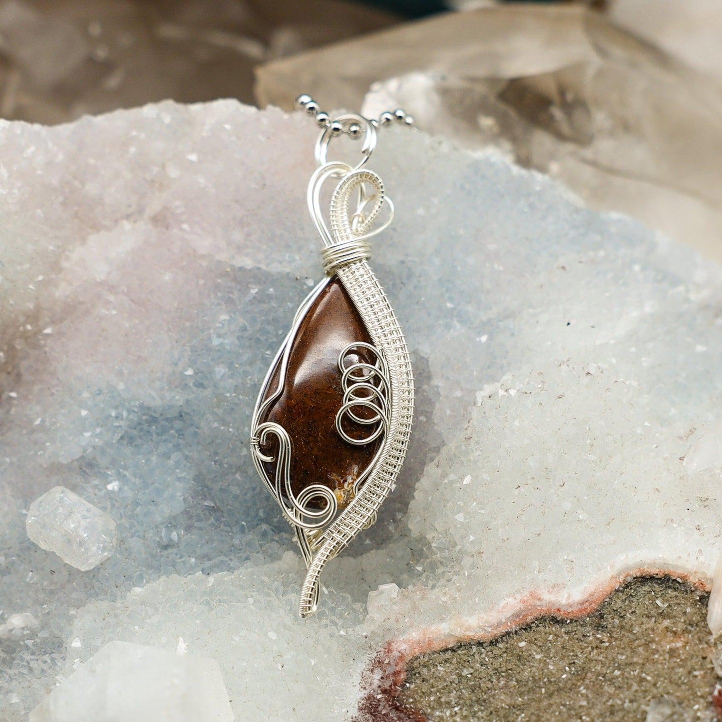 Orca Agate Wire Wrap Crystal Pendant