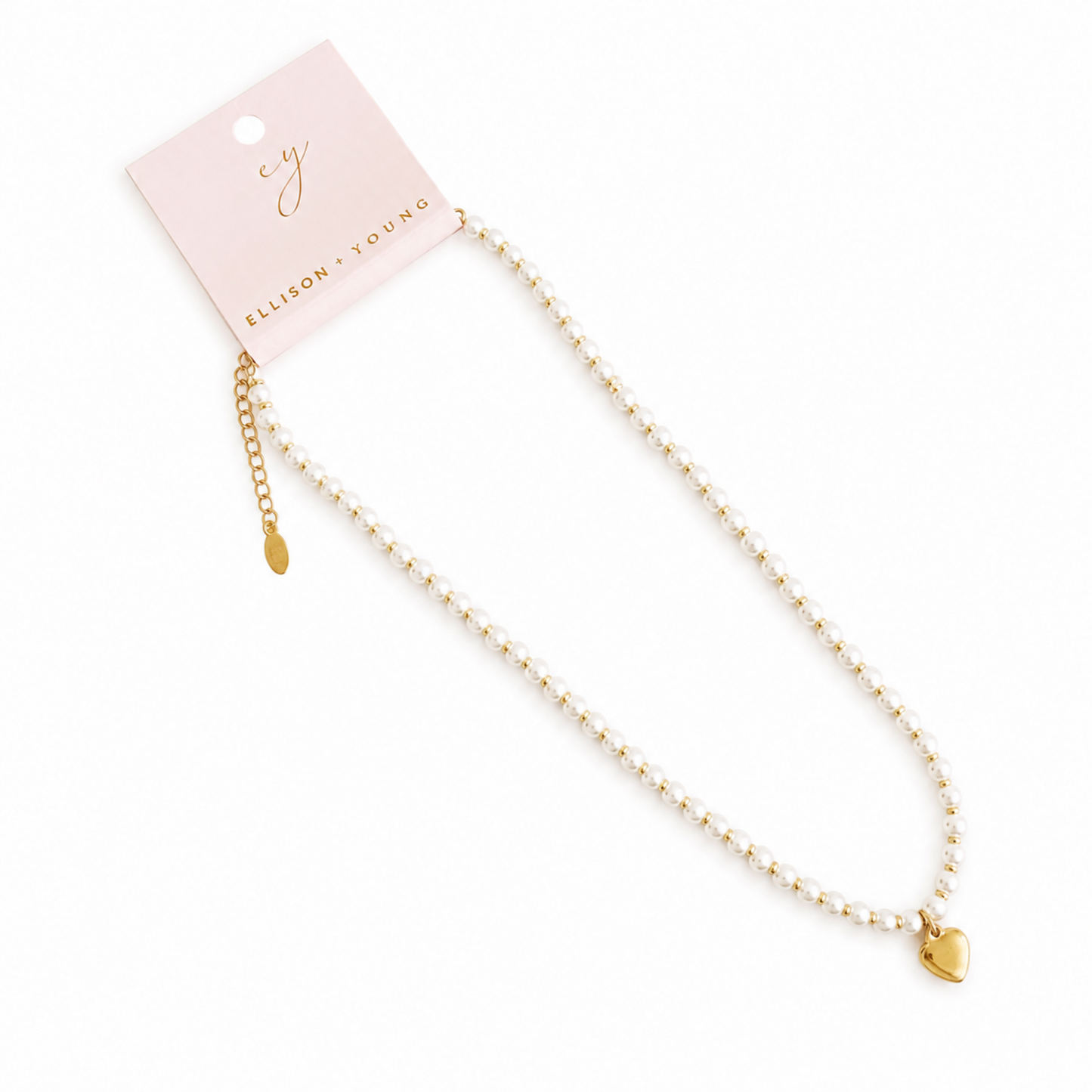Pearl And Gold Bauble Heart Necklace