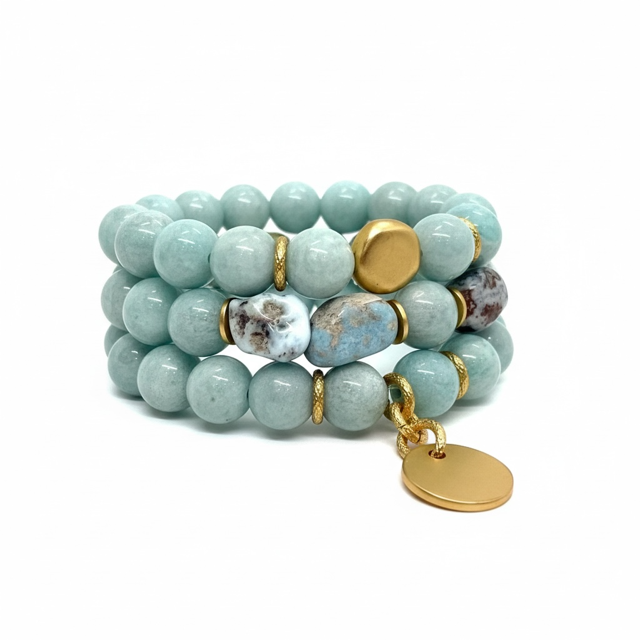 Amazonite And Larimar Nugget Bracelet