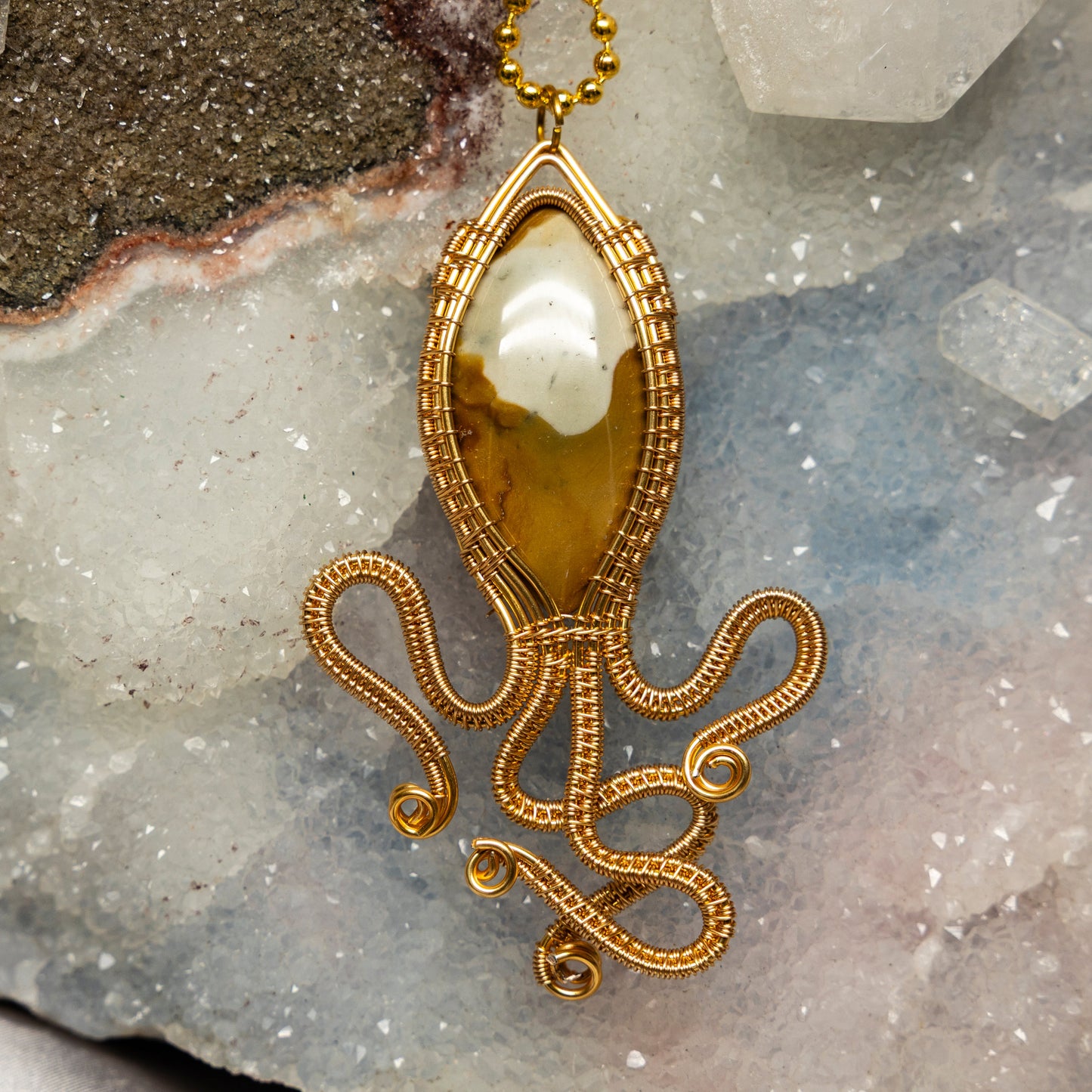 Polychrome Jasper "Squid" Wire Wrap Crystal Pendant