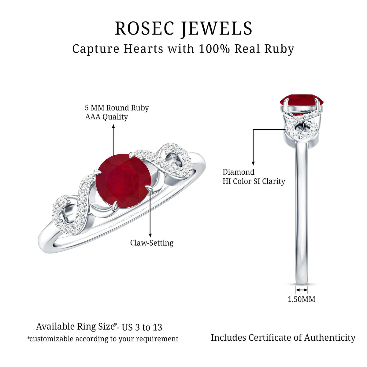 Criss Cross Promise Ring with Ruby and Diamond