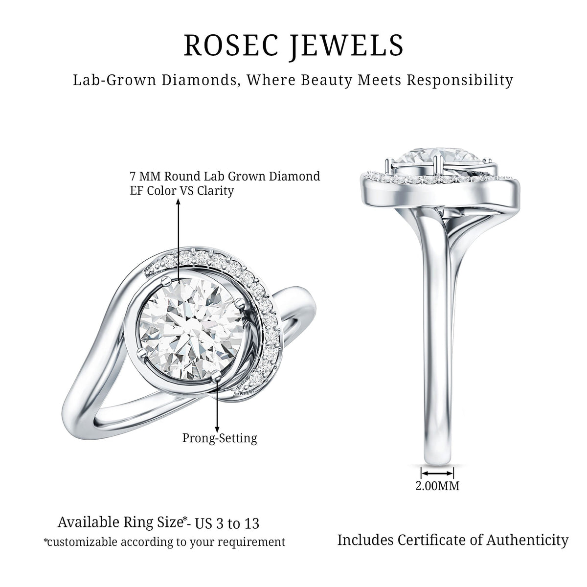 1.2 Carat Lab Grown Diamond Unique Engagement Ring For Her