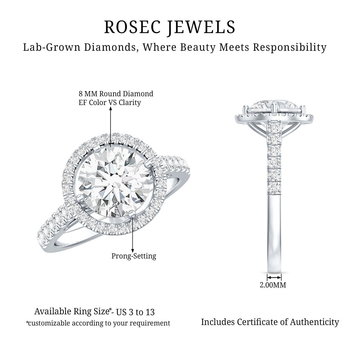 2 Carat Lab Grown Diamond Circle Engagement Ring