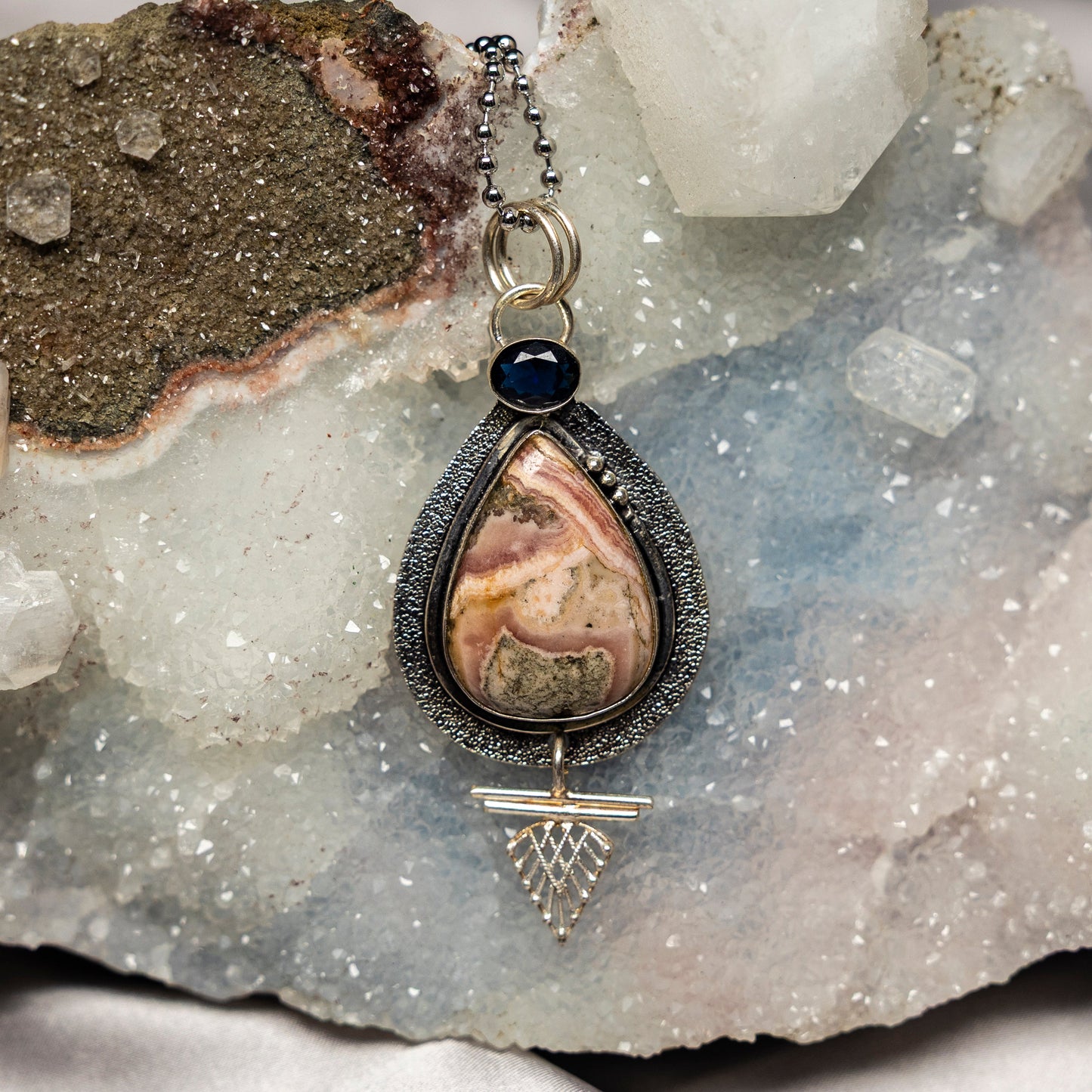 Rhodochrosite On 925 Silver Pendant