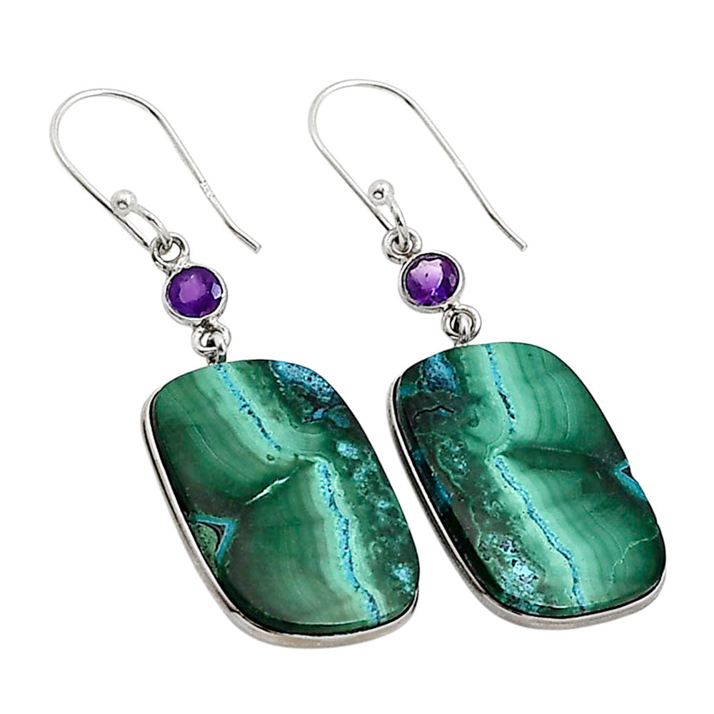 Malachite Eye and Amethyst Earrings E-1002 SDE91002