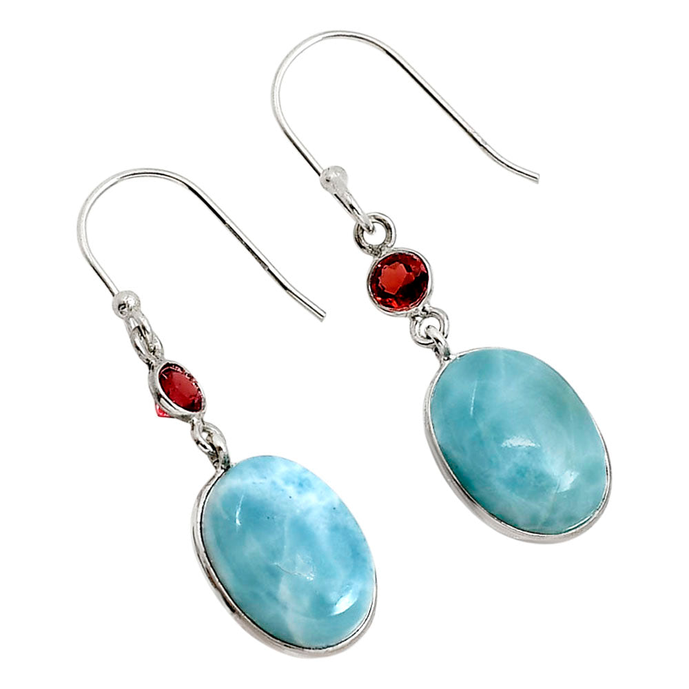 Larimar (Dominican Republic) and Garnet Earrings E-1002 SDE91614