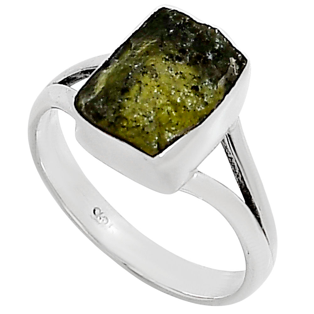Genuine Czech Moldavite Rough Ring size-7.5 R-1002 SDR252231