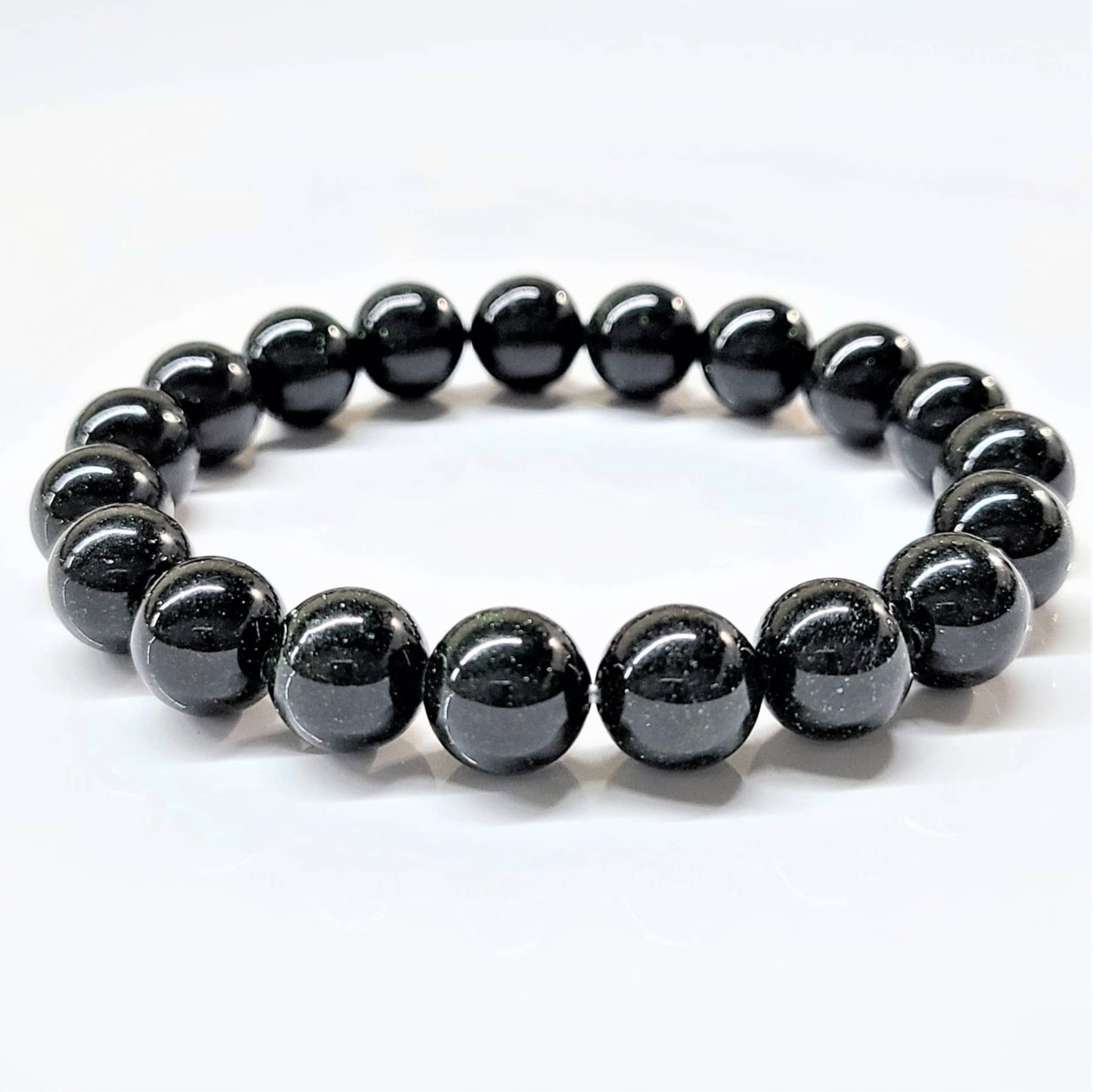 Green Goldstone Round Bead Bracelet - Energy Shield