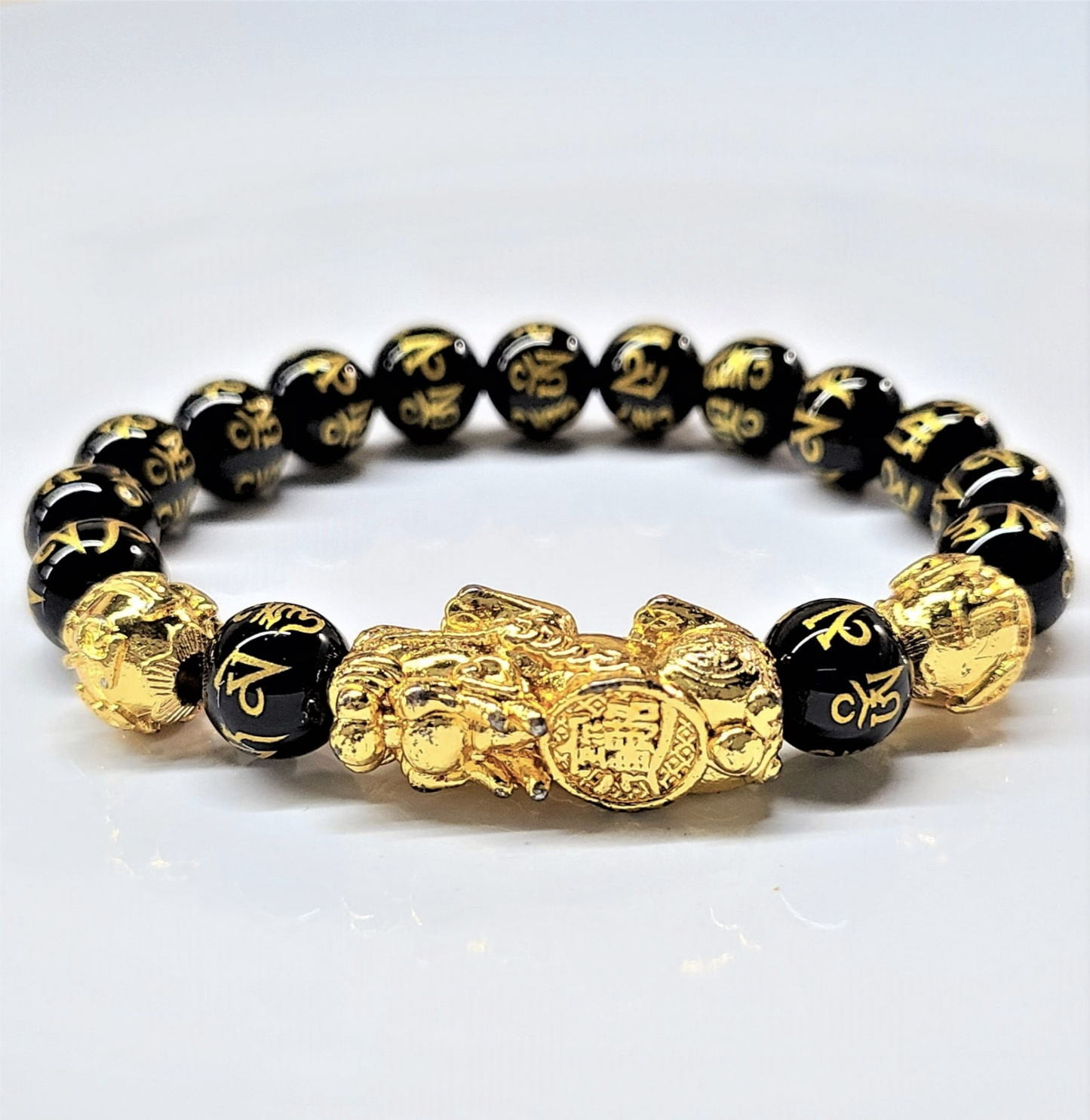 Pi Yao & Obsidian Round Bead Bracelet 10mm - Wealth Protection