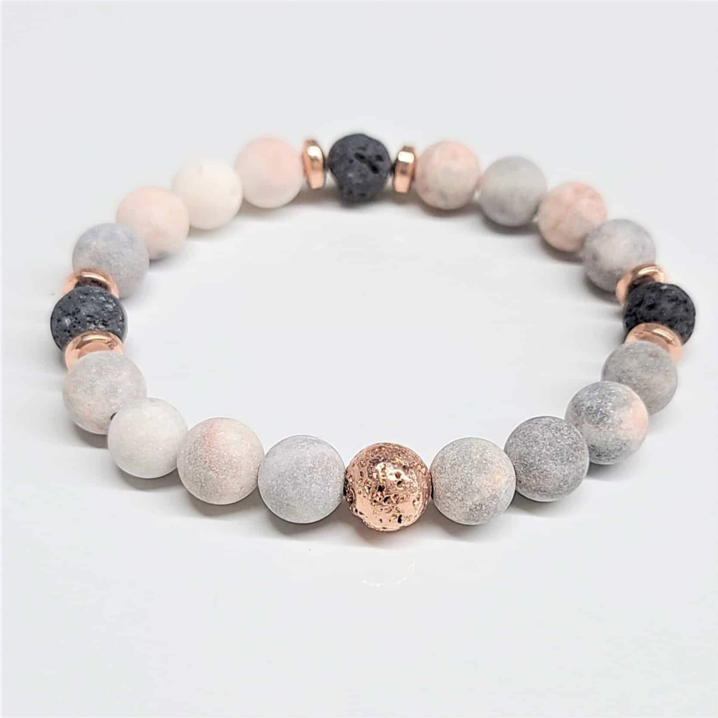 Pink Zebra Jasper Round Bead Bracelet 8mm - Optimistic Outlook