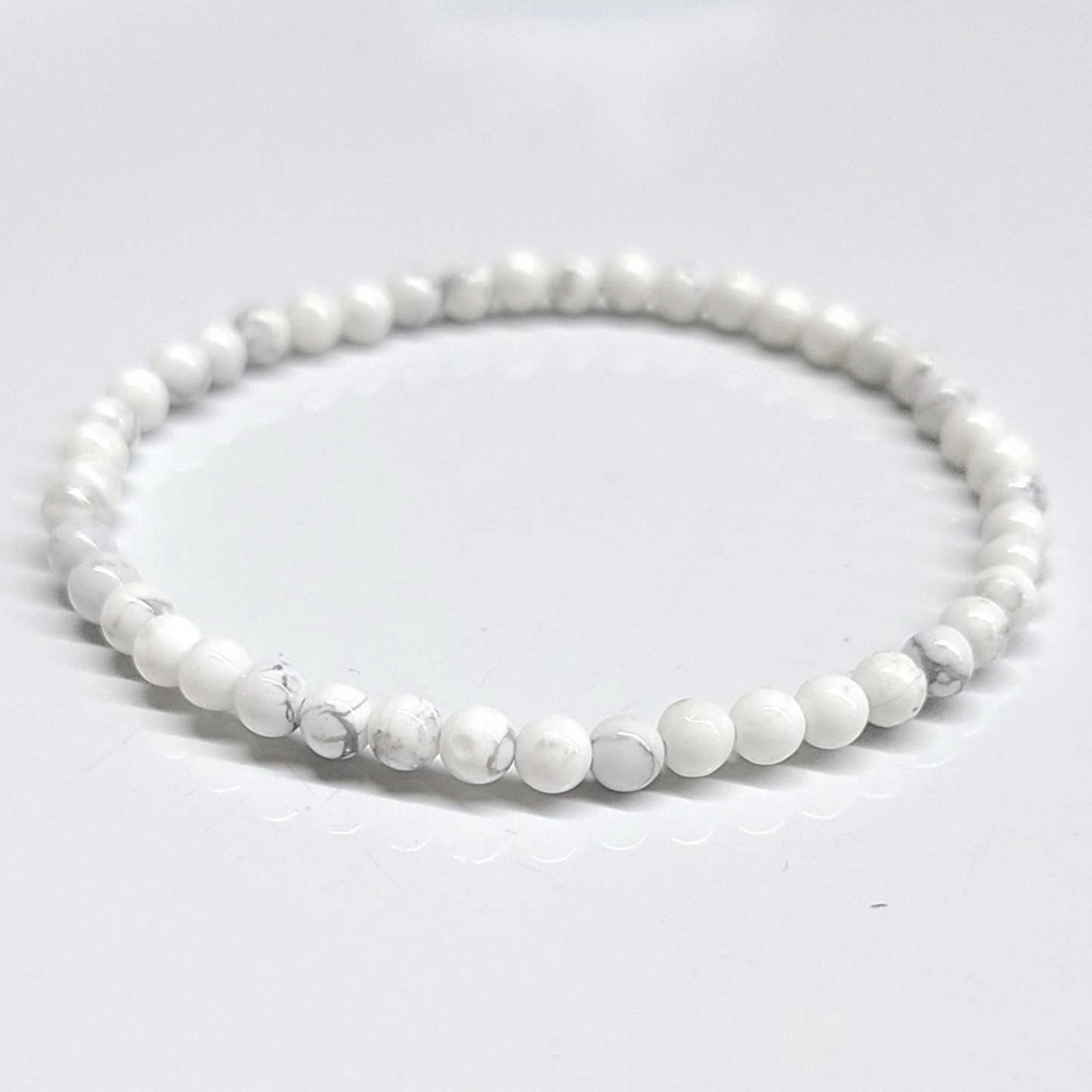 White Howlite Round Bead Bracelet 4mm - The Anger Eater