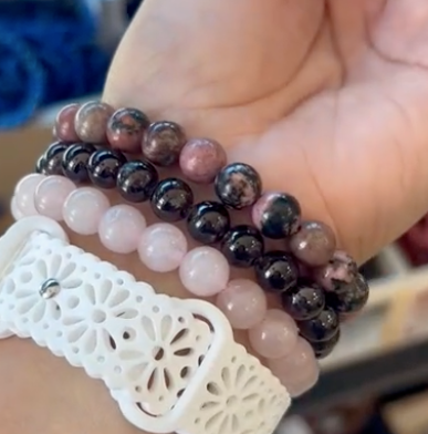 Intentions Bracelet Set – Love (Rose Quartz, Rhodonite & Garnet)