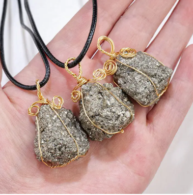 Handmade Pyrite Necklace – Genuine Crystal for Abundance & Strength