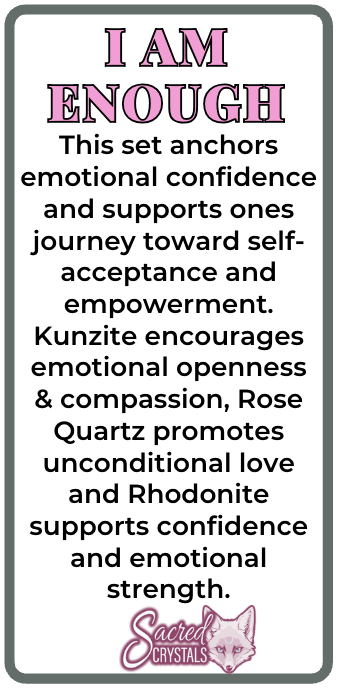 I AM ENOUGH -Kunzite, Rose Quartz, Rhodonite Gem Jewelry Set