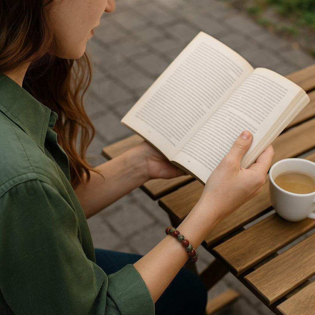 Unakite Stretch Beaded Bracelet