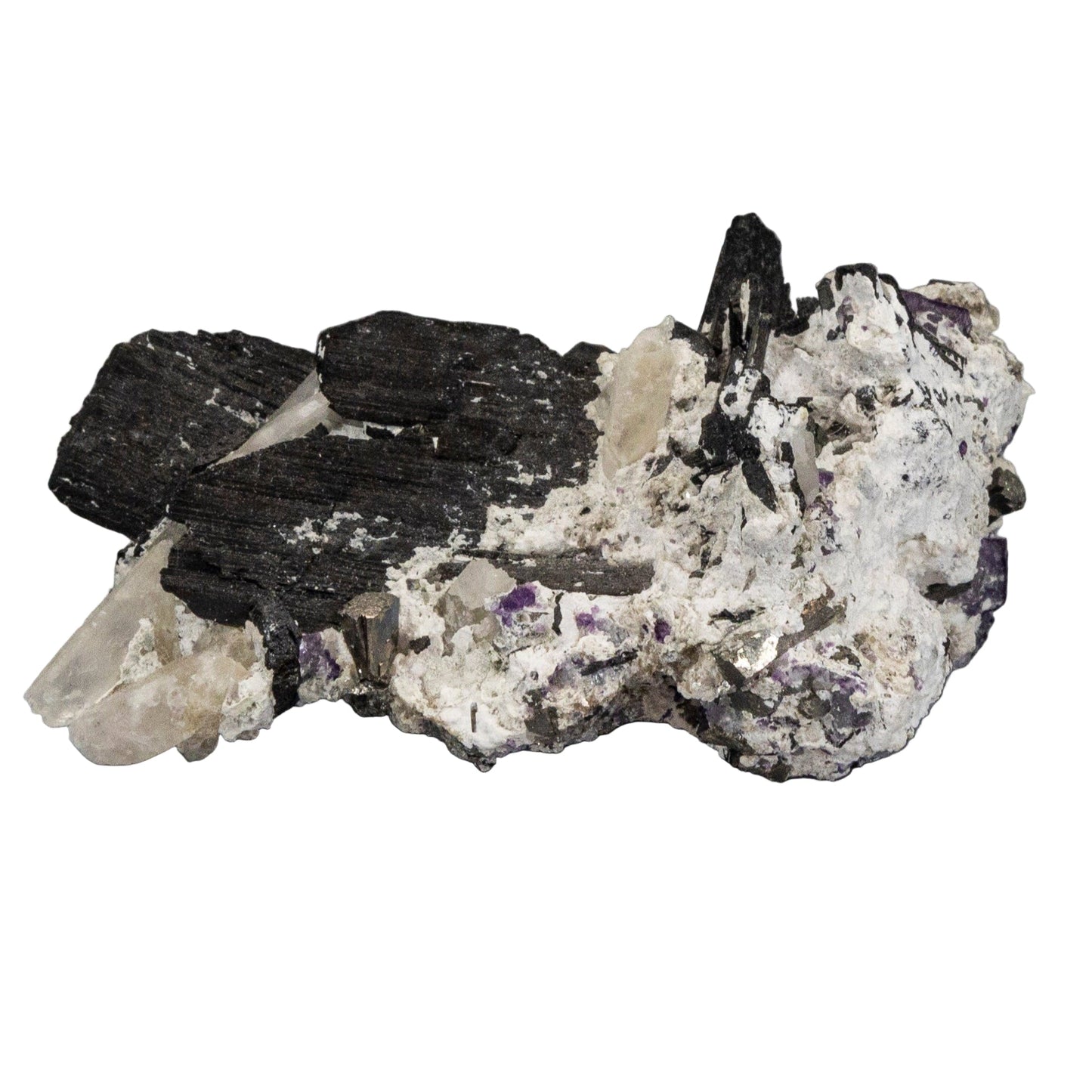 Unique Namibian... Quartz - Black Tourmaline - Purple Fluorite Cluster