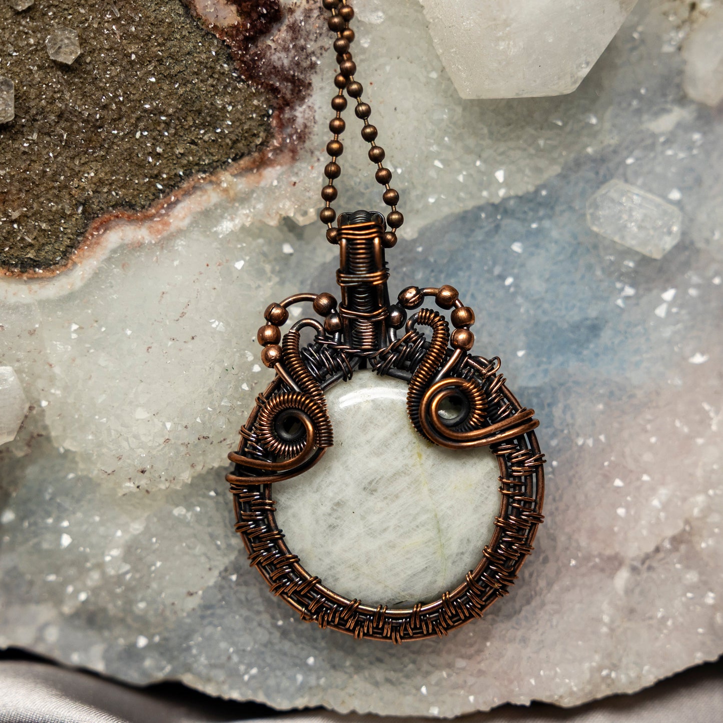 White Quartz Wire Wrap Crystal Pendant