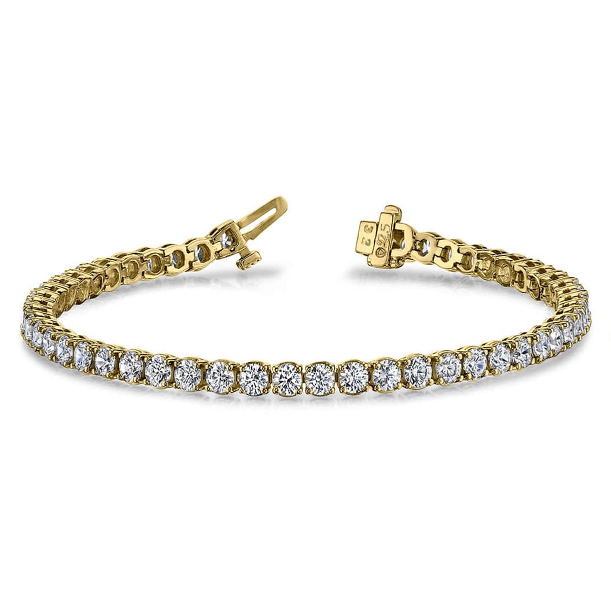 14K Yellow Gold Diamond Tennis Bracelet, 4ct