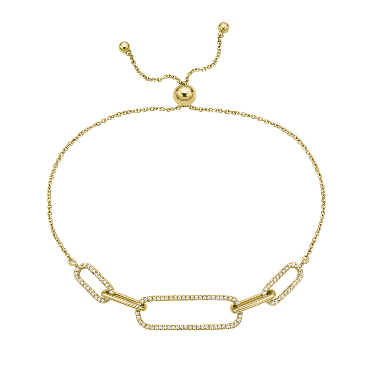 14K Yellow Gold Diamond Bolo Bracelet, 0.2ct
