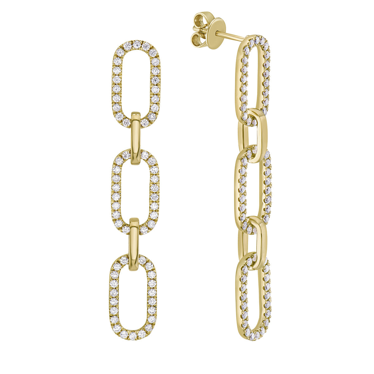 18K Yellow Gold Diamond Earrings, 0.88ct