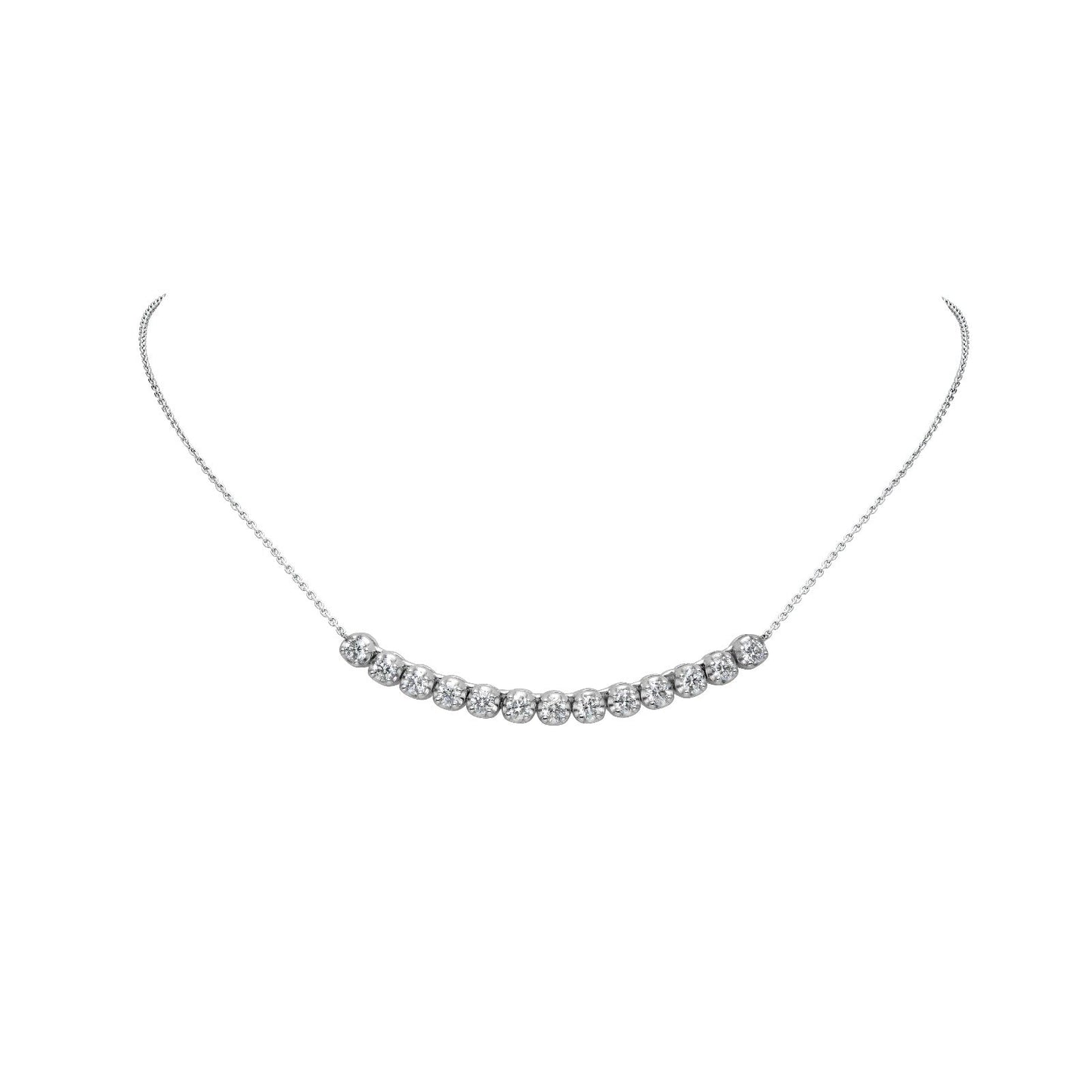 Natural Diamond Tennis Pendant Necklace in 14K White Gold – 0.92ctw