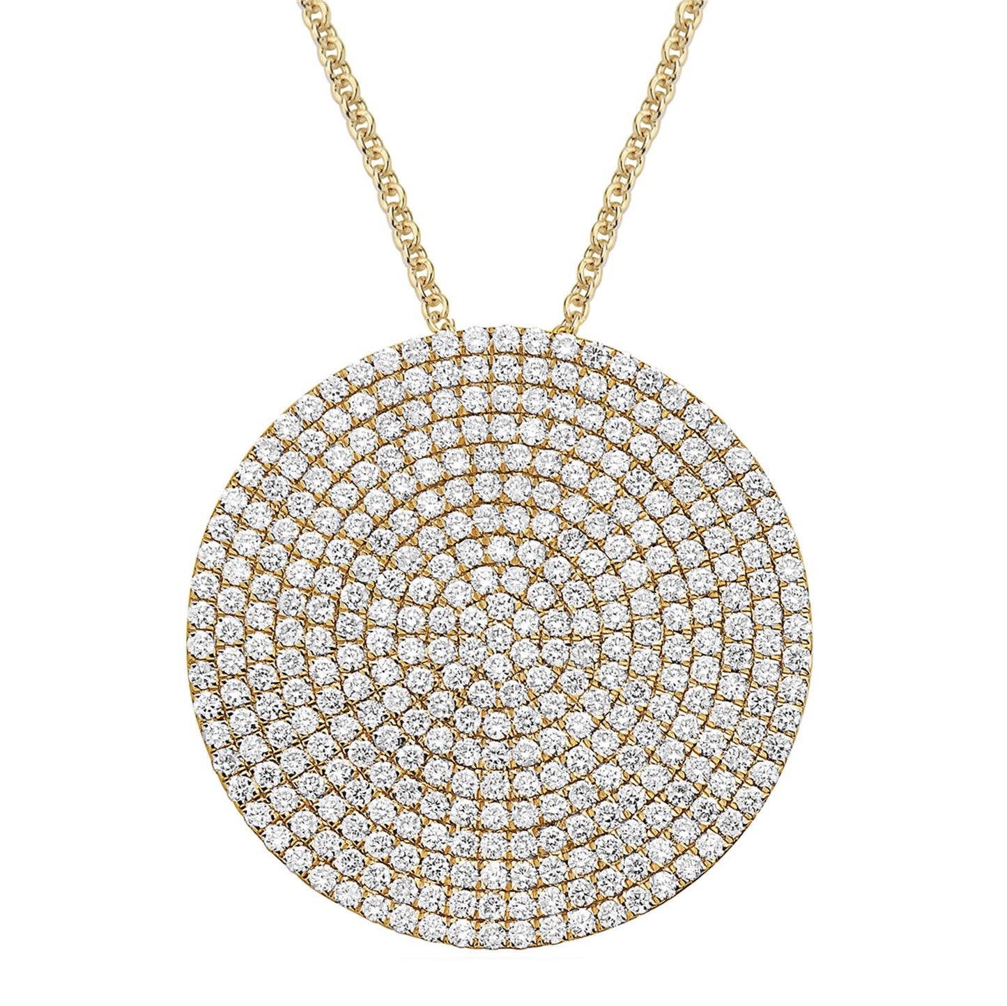 14K Yellow Gold 2CT Yellow Gold Diamond Circle Pendant, 2ct