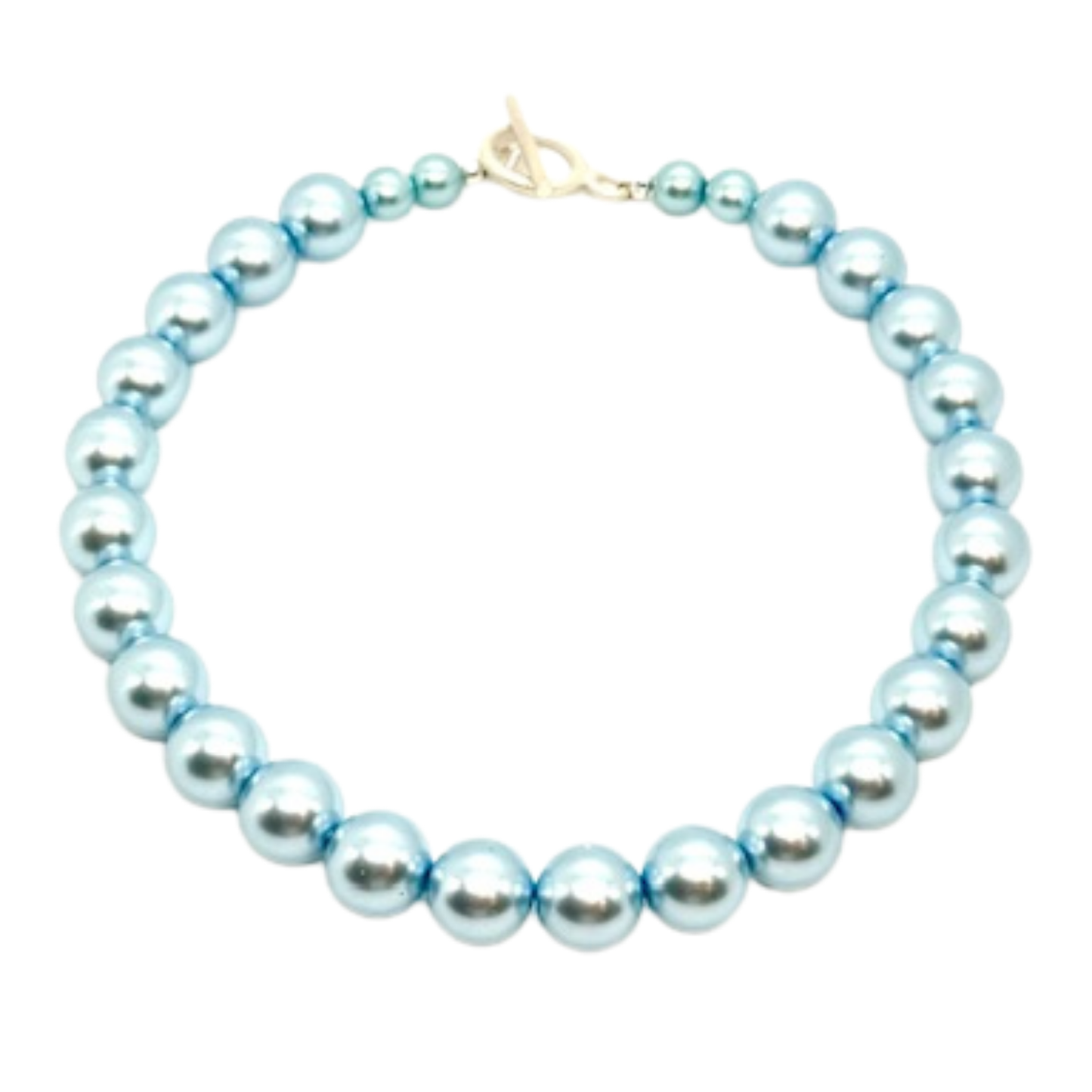 Aqua Bubble Pearl Necklace With Matte Silver Toggle