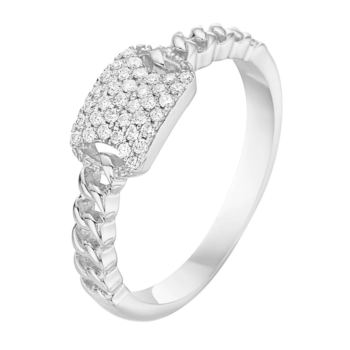 14K White Gold Tag Ring, 0.13ct