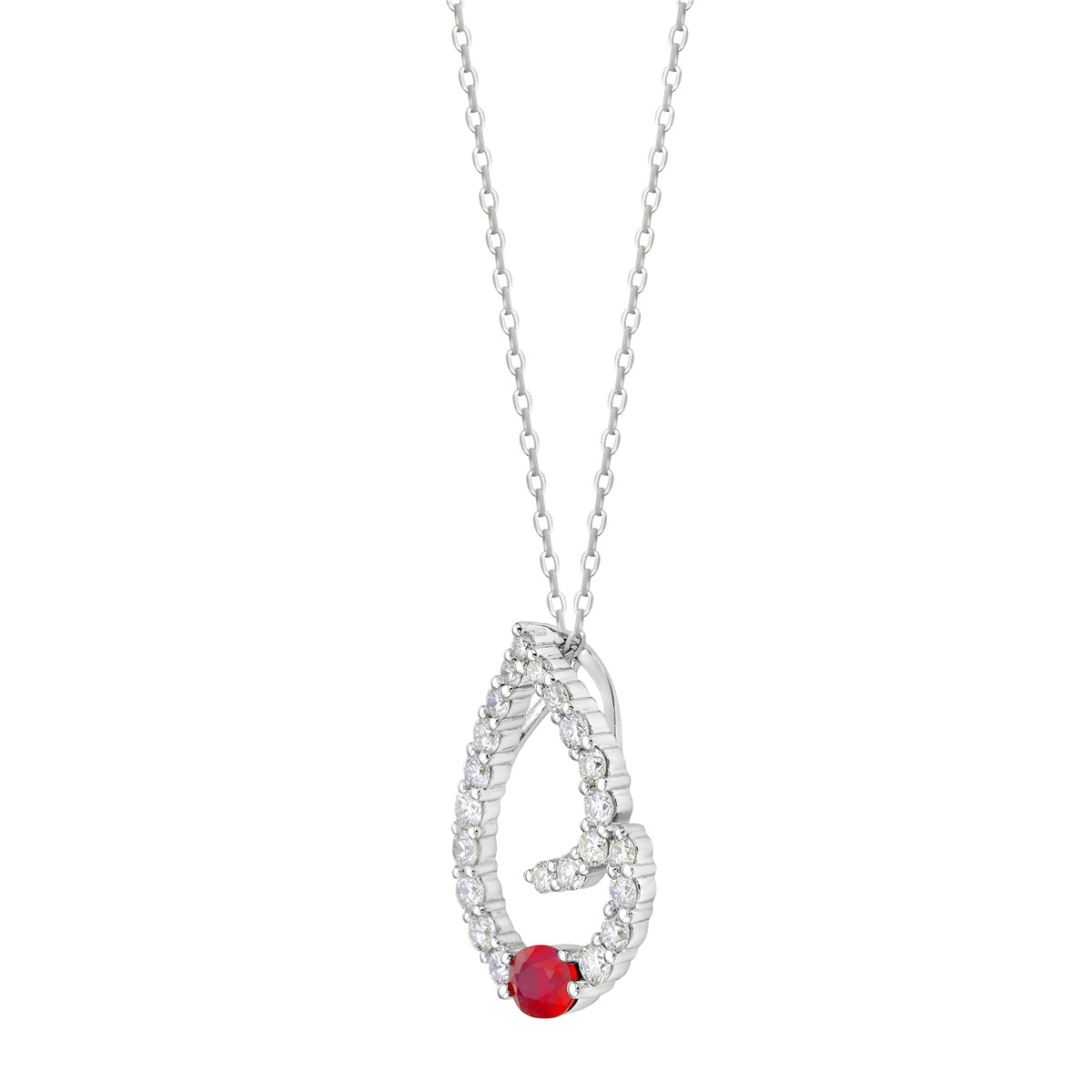 14K White Gold Ruby Pendant, 0.42ct