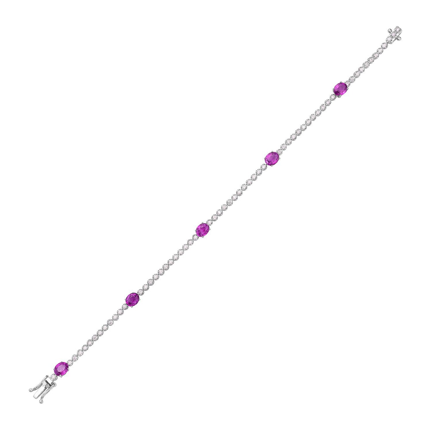14K White Gold Pink Sapphire Bracelet, 2.01ct