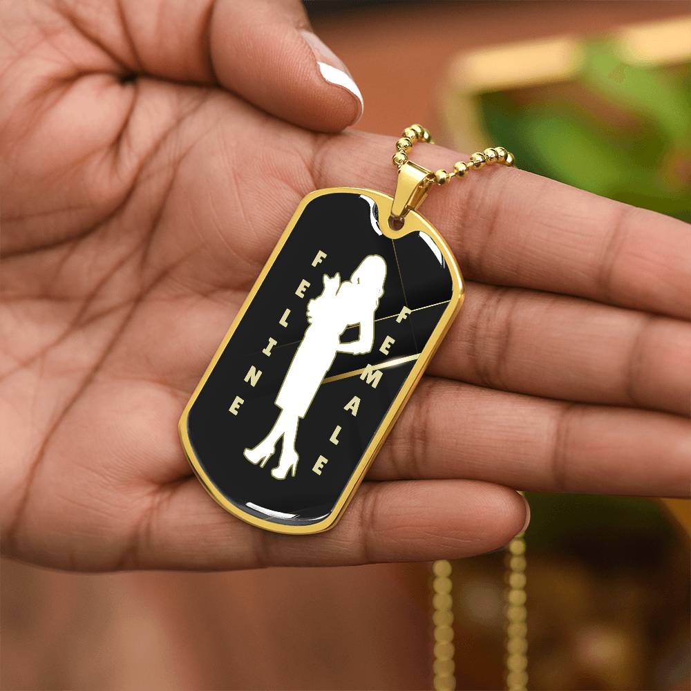 Feline Female Dog Tag Necklace