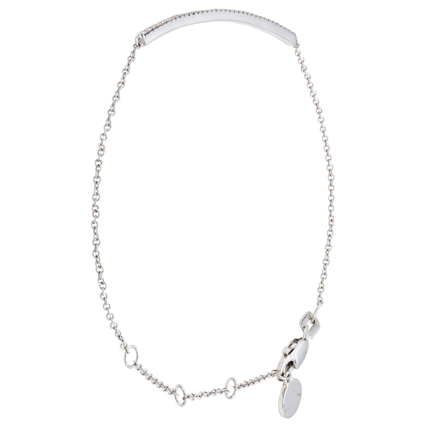 14K White Gold Diamond Bar Bracelet - Large, 0.27ct