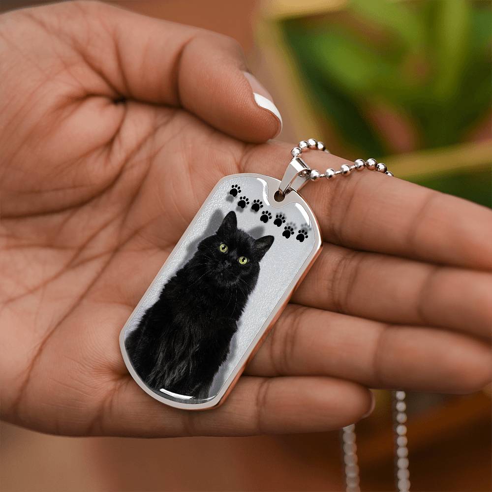 Black Cat on Silver Necklace