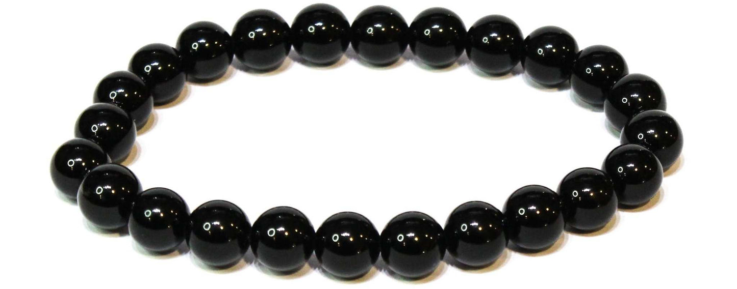 Black Obsidian Round Bead Bracelet - Strong Protection