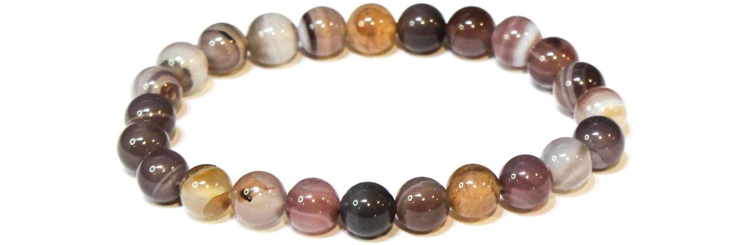 Botswana Agate Round Bead Bracelet - Spirit Lifter