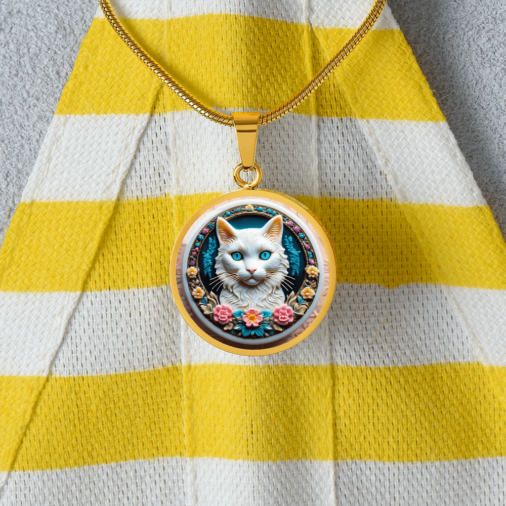 Colorful Cat Cameo Necklace