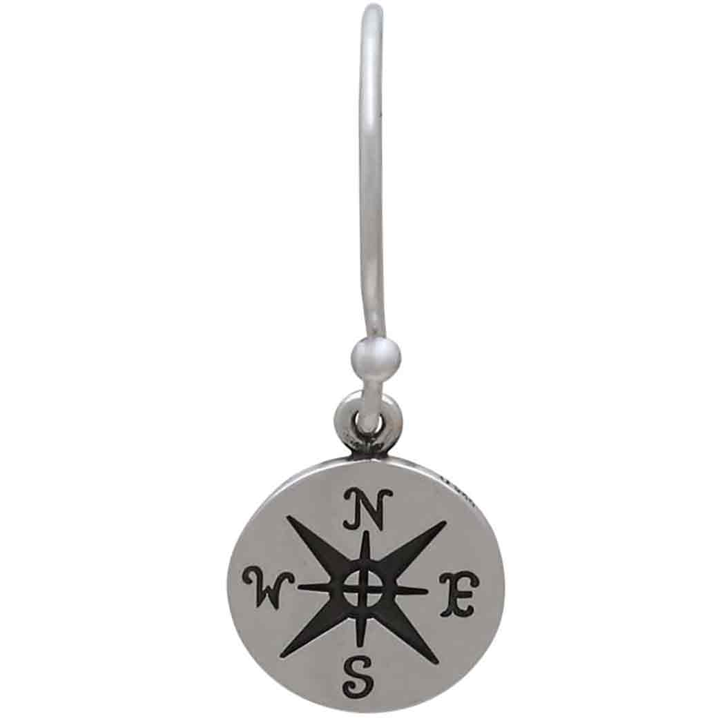Sterling Silver Compass Dangle Earrings