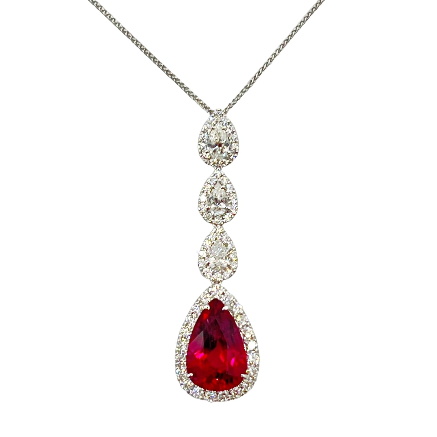 Handmade 18K White Gold Rubellite Pendant, 4.61ct
