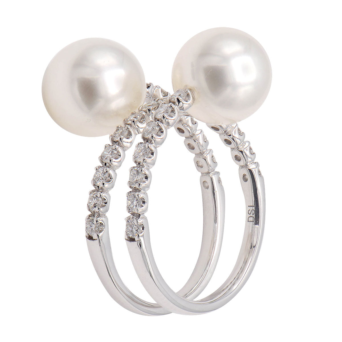 14K White Gold Akoya Pearl Ring, 8.50-9mm, 0.62ct