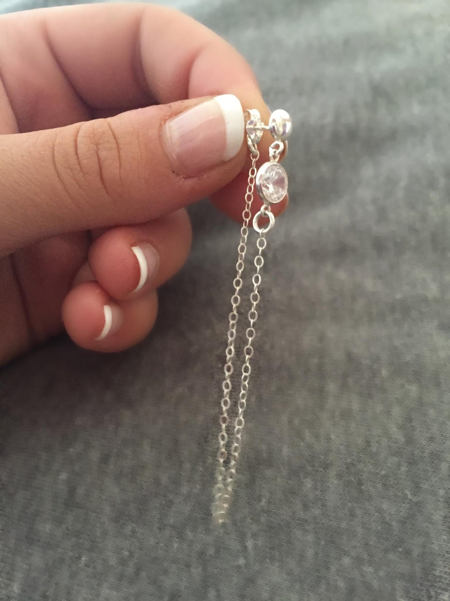 Sterling Silver CZ Diamond Chain Loop Earrings – Modern Linked Drop Earrings
