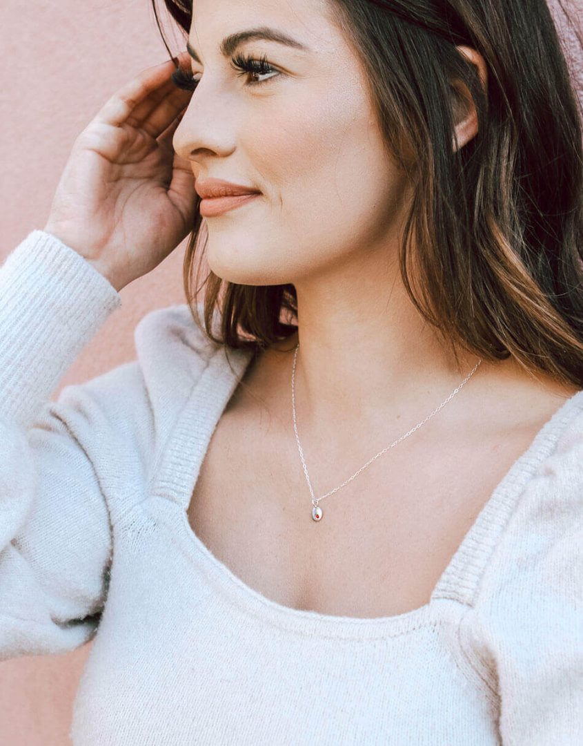 Dainty Birthstone Disc Necklace – Personalized Swarovski Charm on 18" Chain