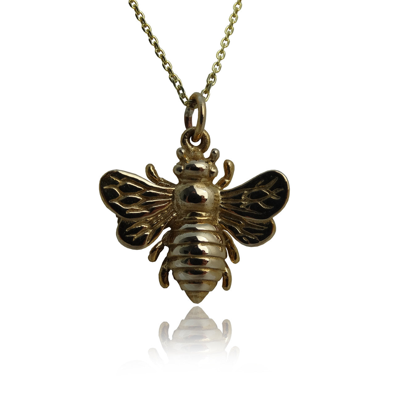 Large Gold Bee Necklace – 3D Bee Pendant on 18" Gold Filled Chain