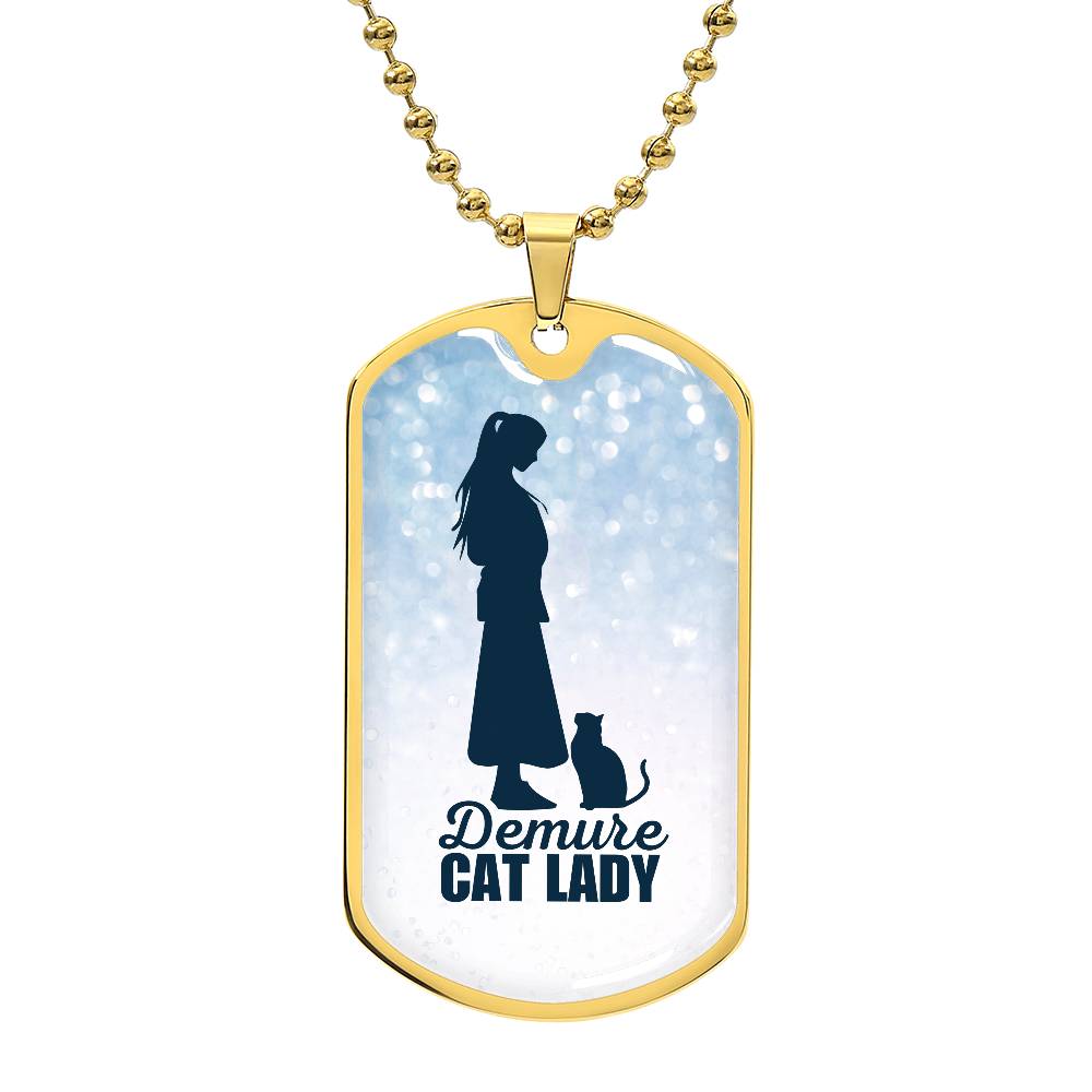 Demure Cat Lady Dog Tag Necklace
