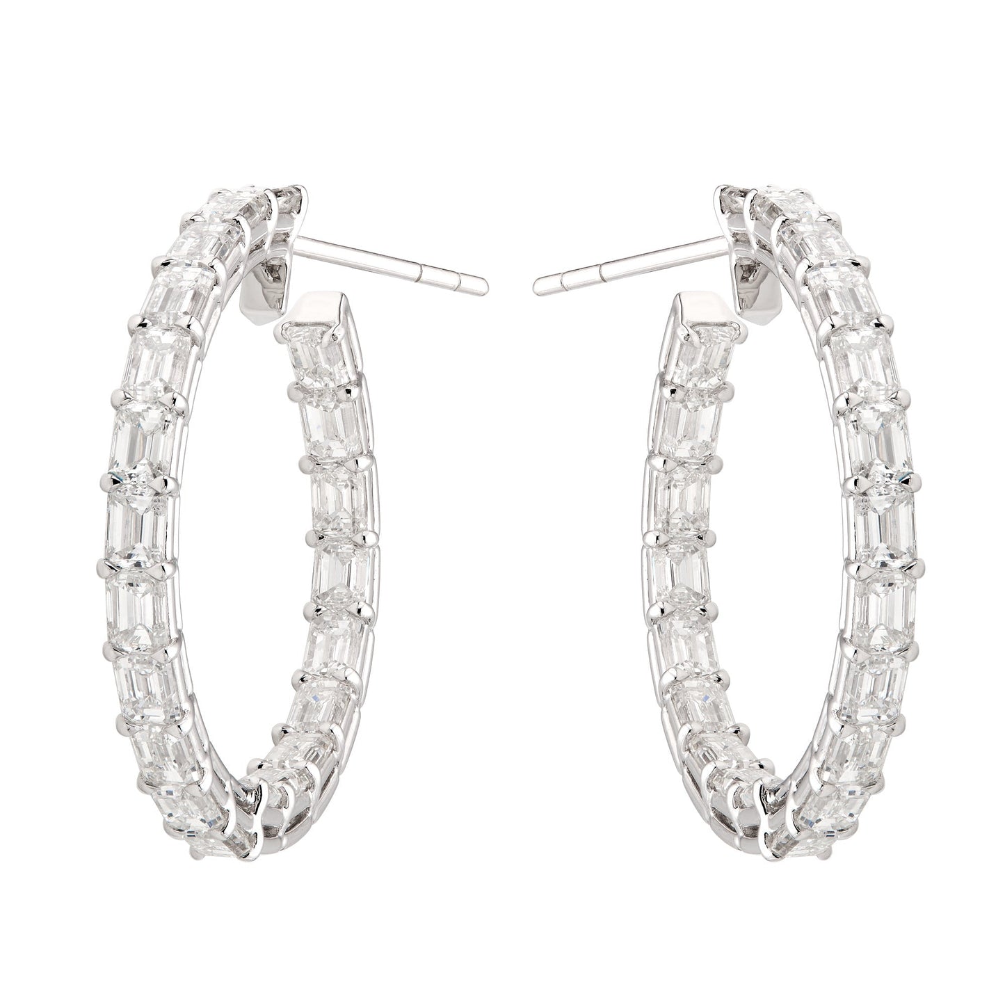 Emerald Cut Diamond Hoops