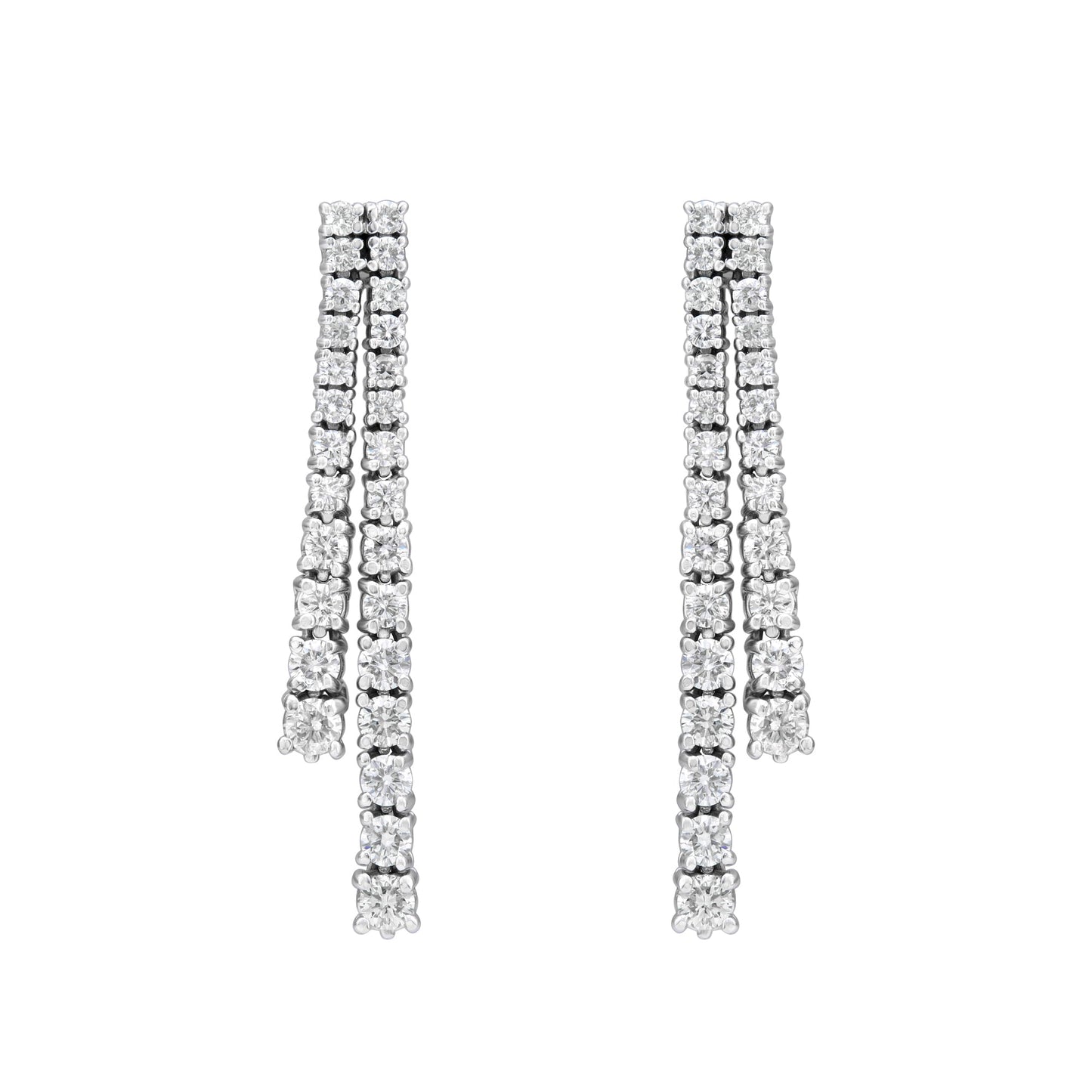 Double Line Four Prong Graduated Drop Earrings