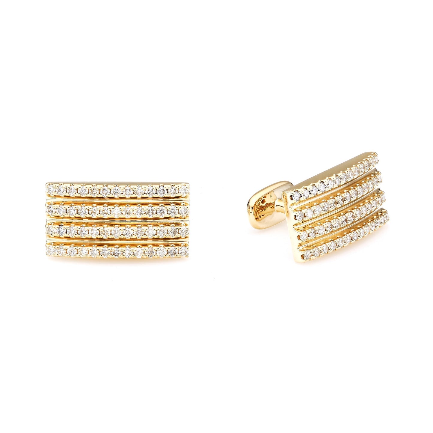Rectangle Diamond Row Cufflinks Small