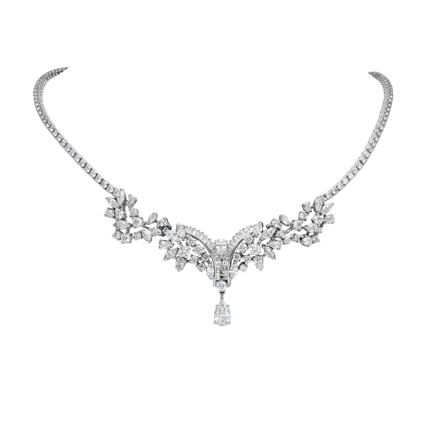 Fancy Cluster Drop Necklace