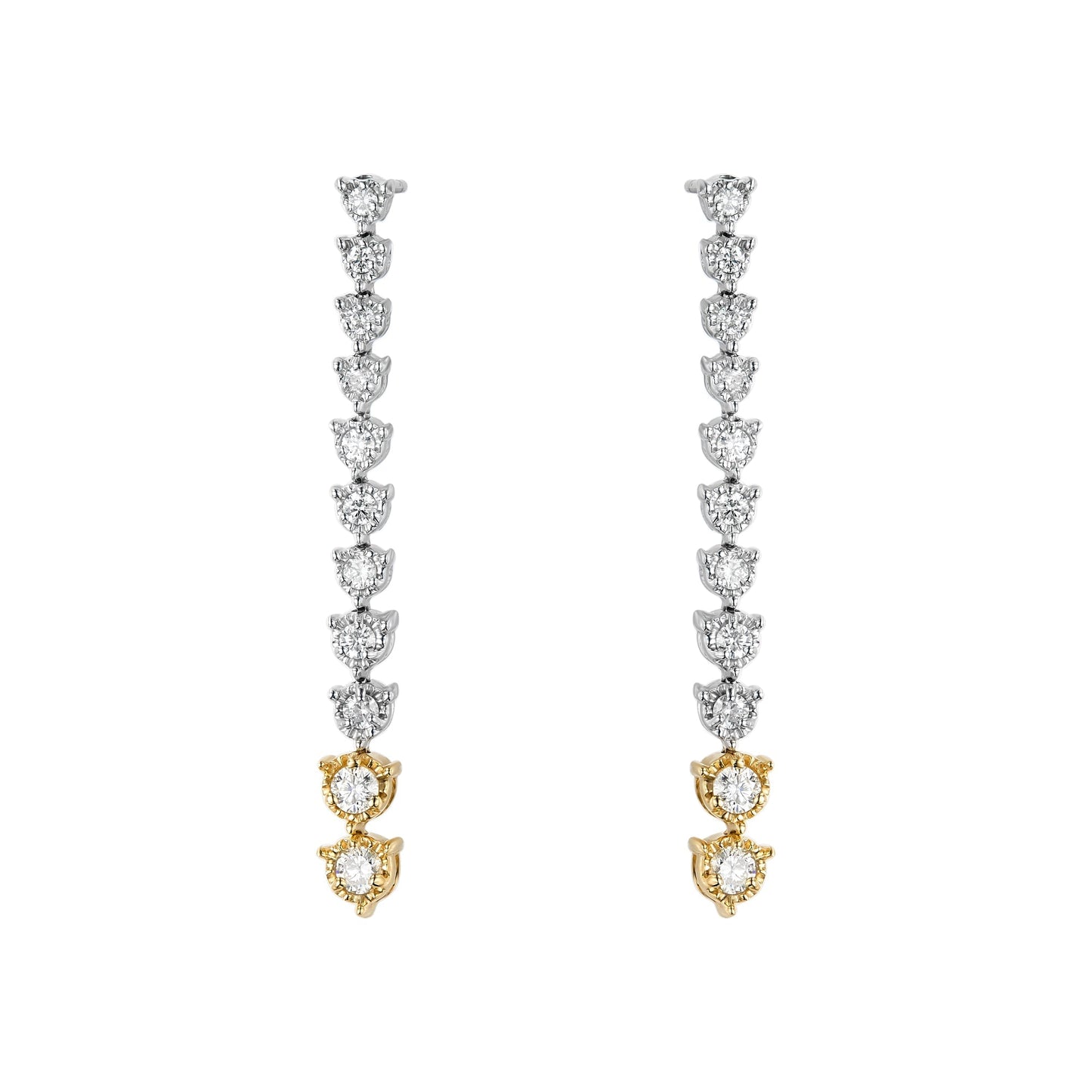 Two Tone One Line Graduated Illusion Drop Earrings