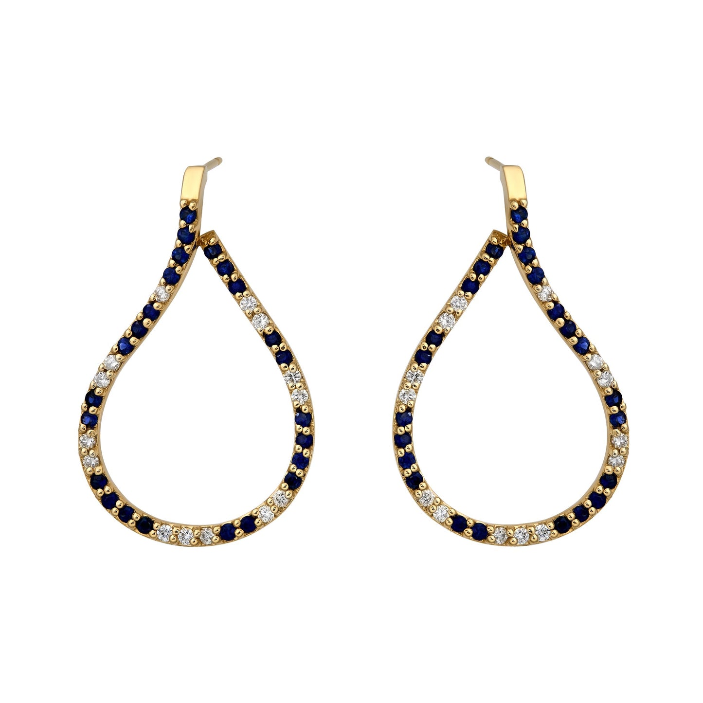Teardrop Alternating Diamond & Sapphire Earrings