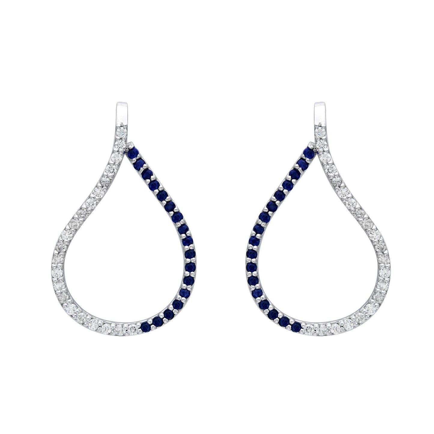 Teardrop Diamond & Half Sapphire Earrings